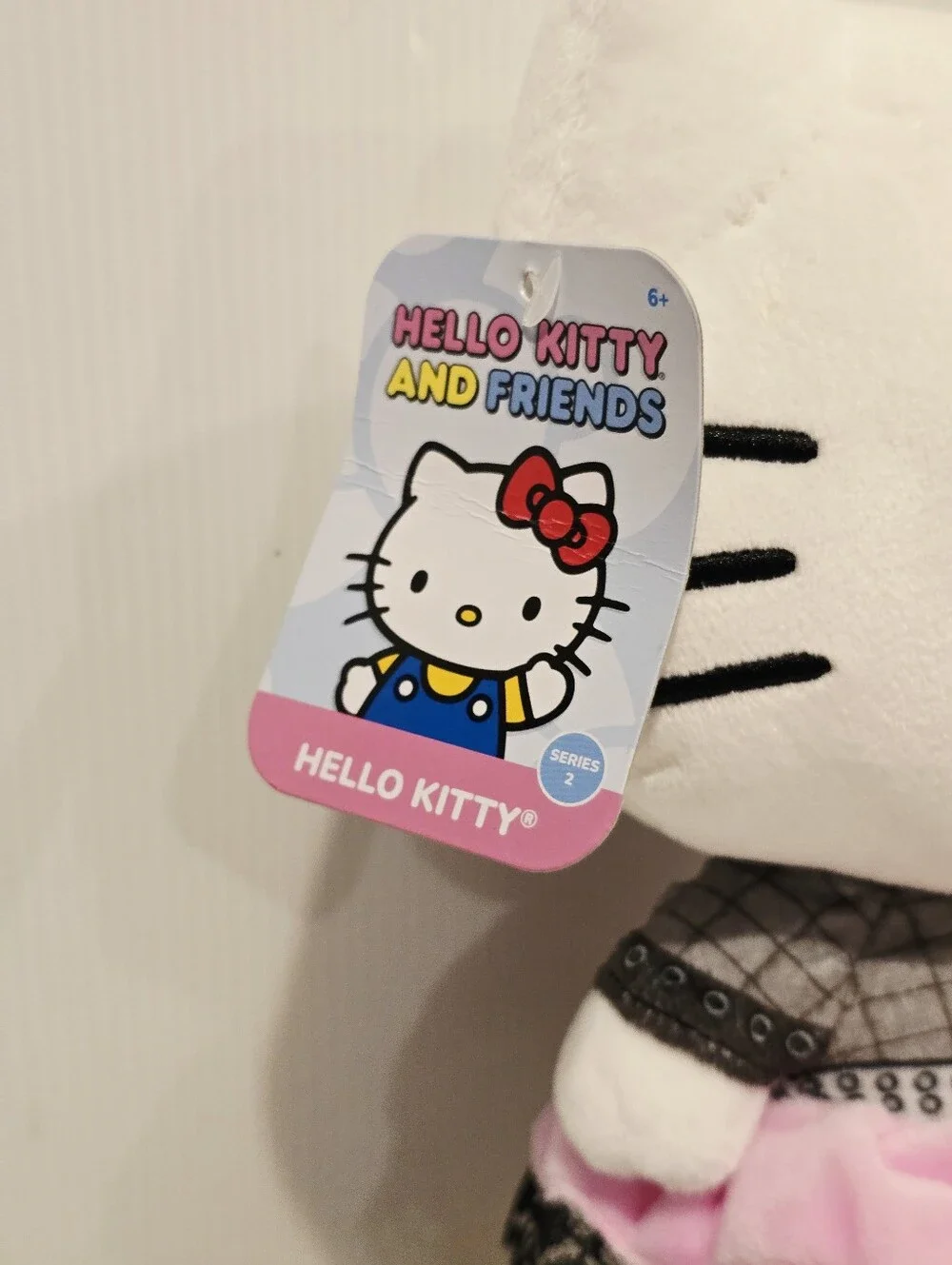 Hello Kitty Punk Halloween with Black Skeleton Bow Stuffed Animal Plush New